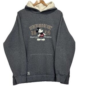 Disneyland Resort 1955  Grey Hoodie Unisex‎ Size XL Embroidered Mickey Mouse